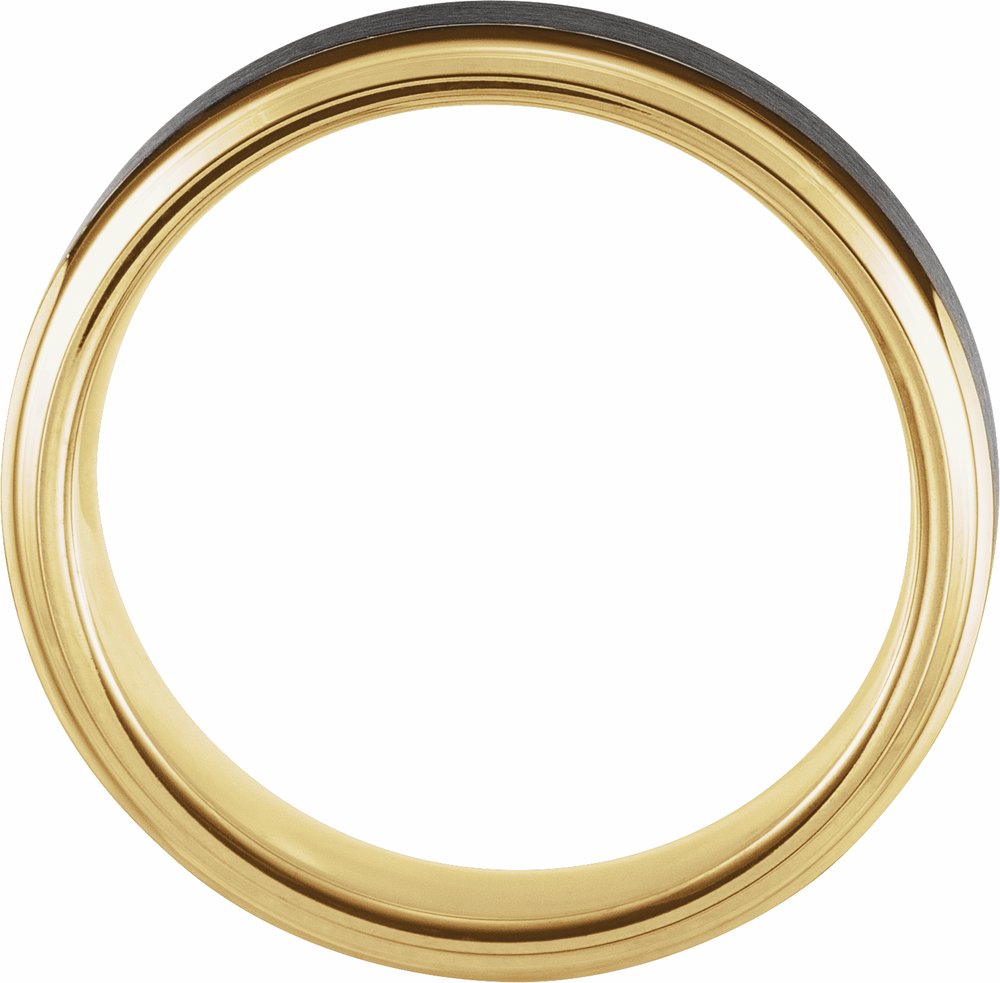 18K Yellow Gold PVD & Black PVD Tungsten 4 mm Stepped-Edge Comfort-Fit Flat Band