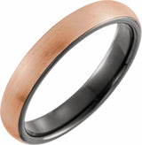 18K Rose Gold PVD & Black PVD Tungsten 4 mm Comfort-Fit Half Round Band Size 7.5