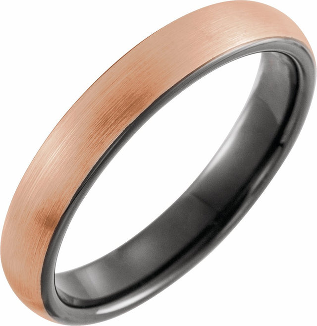 18K Rose Gold PVD & Black PVD Tungsten 4 mm Comfort-Fit Half Round Band Size 7.5