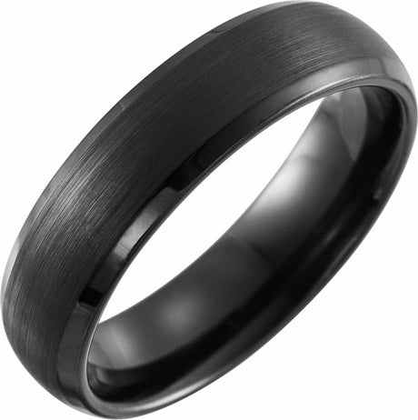 Black PVD Tungsten 6 mm Beveled-Edge Comfort-Fit Band Size 7.5