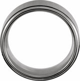 Tungsten 8 mm Stepped-Edge Comfort-Fit Flat Band Size 7