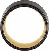 18K Yellow Gold PVD & Black PVD Tungsten 8 mm Flat Band with Satin Finish