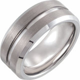 Tungsten 8 mm Beveled-Edge Grooved Comfort-Fit Band Size 7