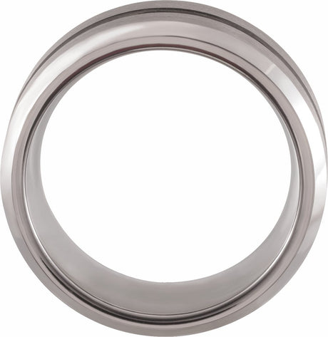 Tungsten 8 mm Beveled-Edge Grooved Comfort-Fit Band Size 7