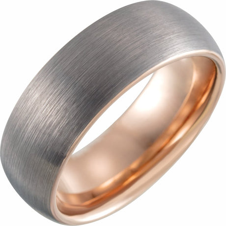 18K Rose Gold PVD Tungsten 8 mm Comfort-Fit Half Round Band Size 7