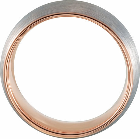 18K Rose Gold PVD Tungsten 8 mm Comfort-Fit Half Round Band Size 7