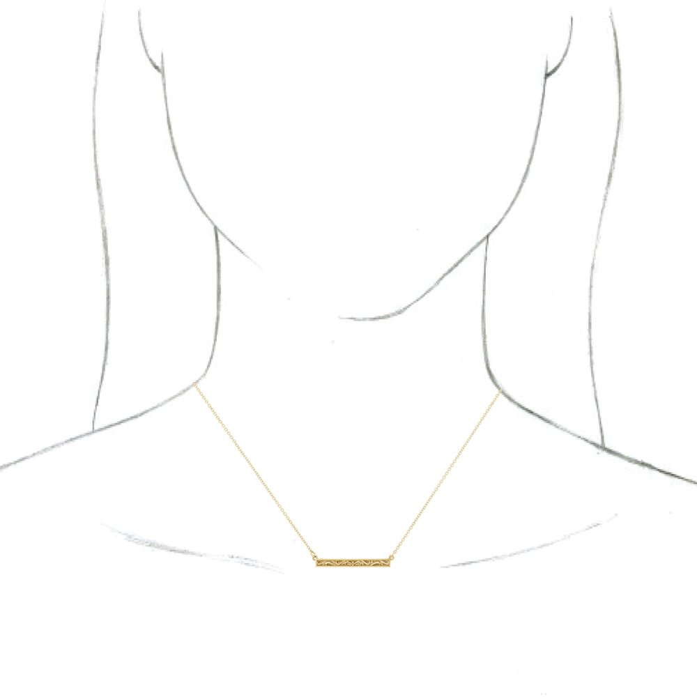 14K Yellow Sculptural Bar 16-18" Necklace