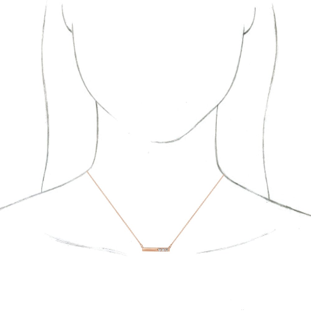 14K Rose Gold 1/5 CTW Natural Diamond Bar 16-18" Necklace 