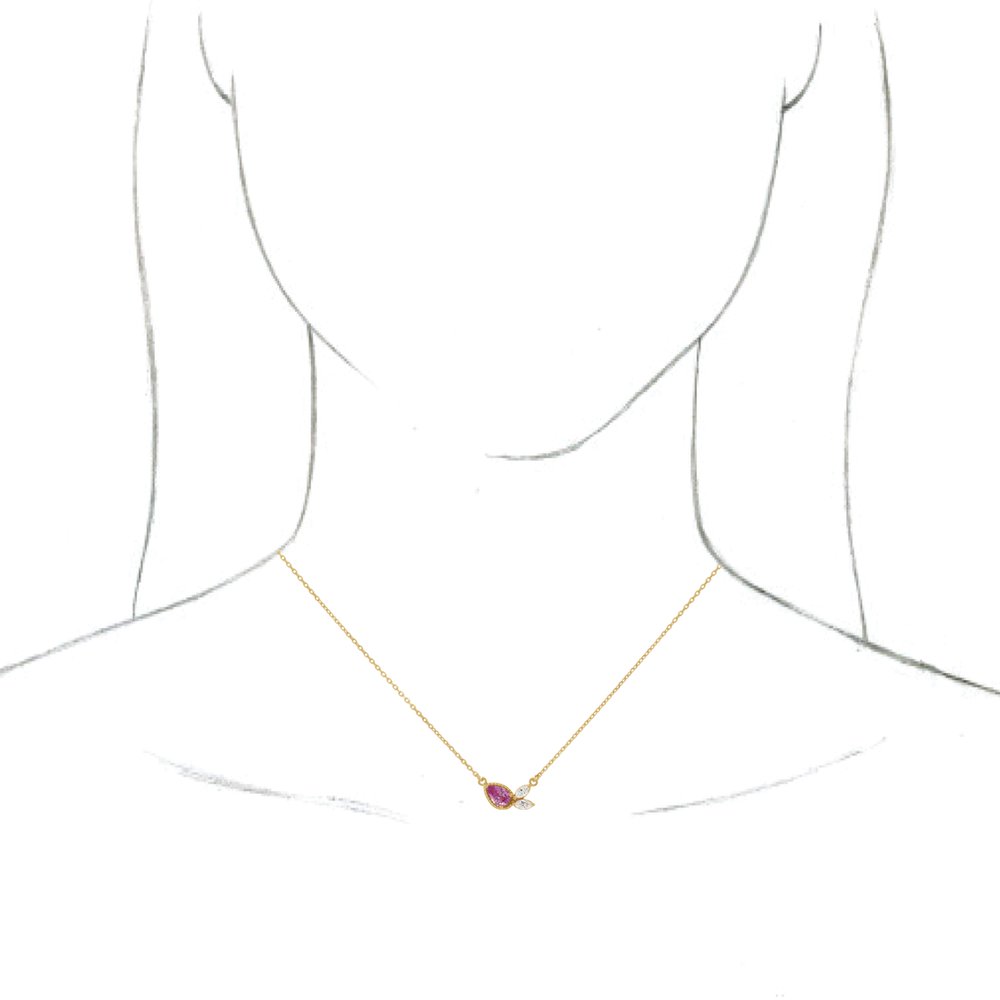 14K Yellow Natural Pink Sapphire & 1/6 CTW Natural Diamond 18" Necklace