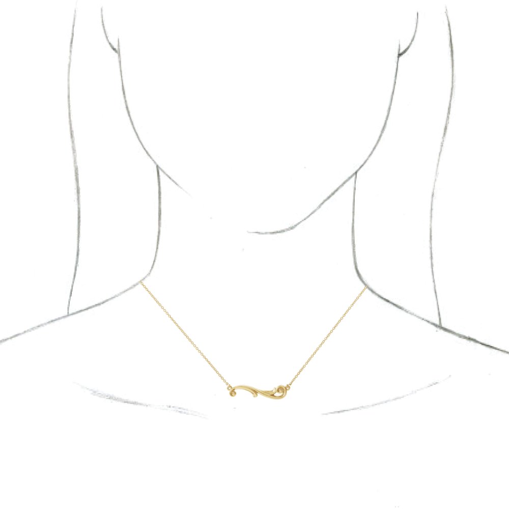 14K Yellow Freeform Bar 18" Necklace