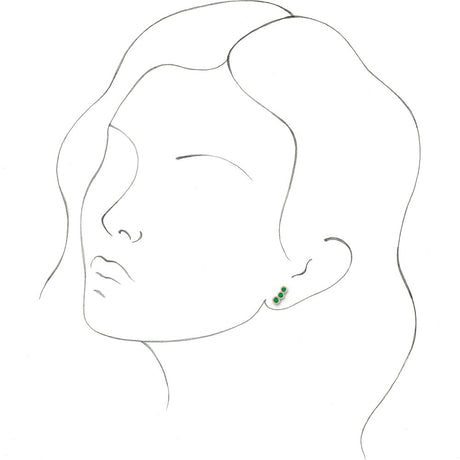 14K Yellow Gold Lab-Grown Emerald Ear Climbers