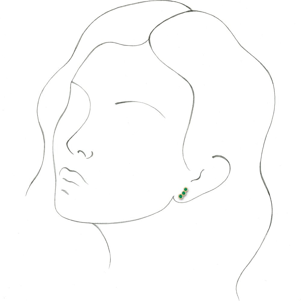 14K Yellow Gold Lab-Grown Emerald Ear Climbers
