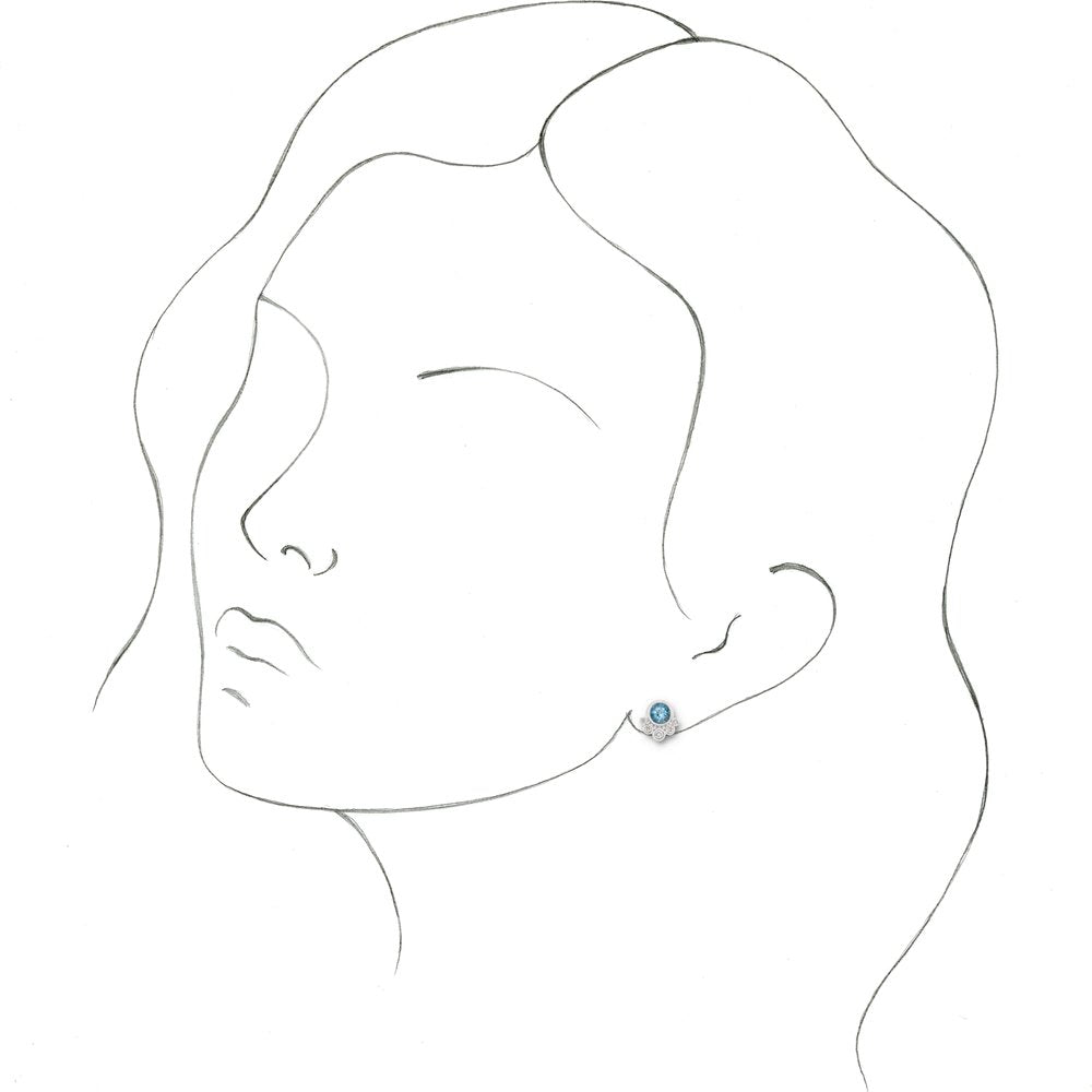14K White Gold Natural Aquamarine & 1/8 CTW Natural Diamond Earrings