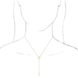 14K Yellow Circle & Bar 16-18"  Y Necklace