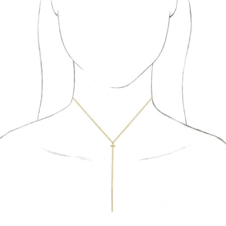14K Yellow Gold 1/4 CTW Natural Diamond Bar 15-17" Y Necklace