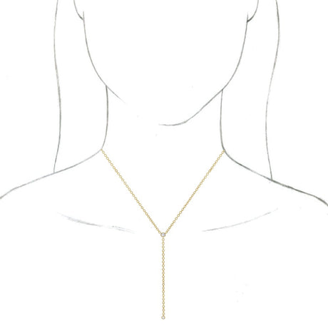 14K Yellow Gold 1/5 CTW Natural Diamond Bar 15-17" Y Necklace