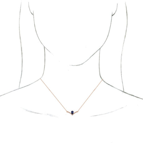 14K Rose Lab-Grown Blue Sapphire & .06 CTW Natural Diamond 18" Necklace