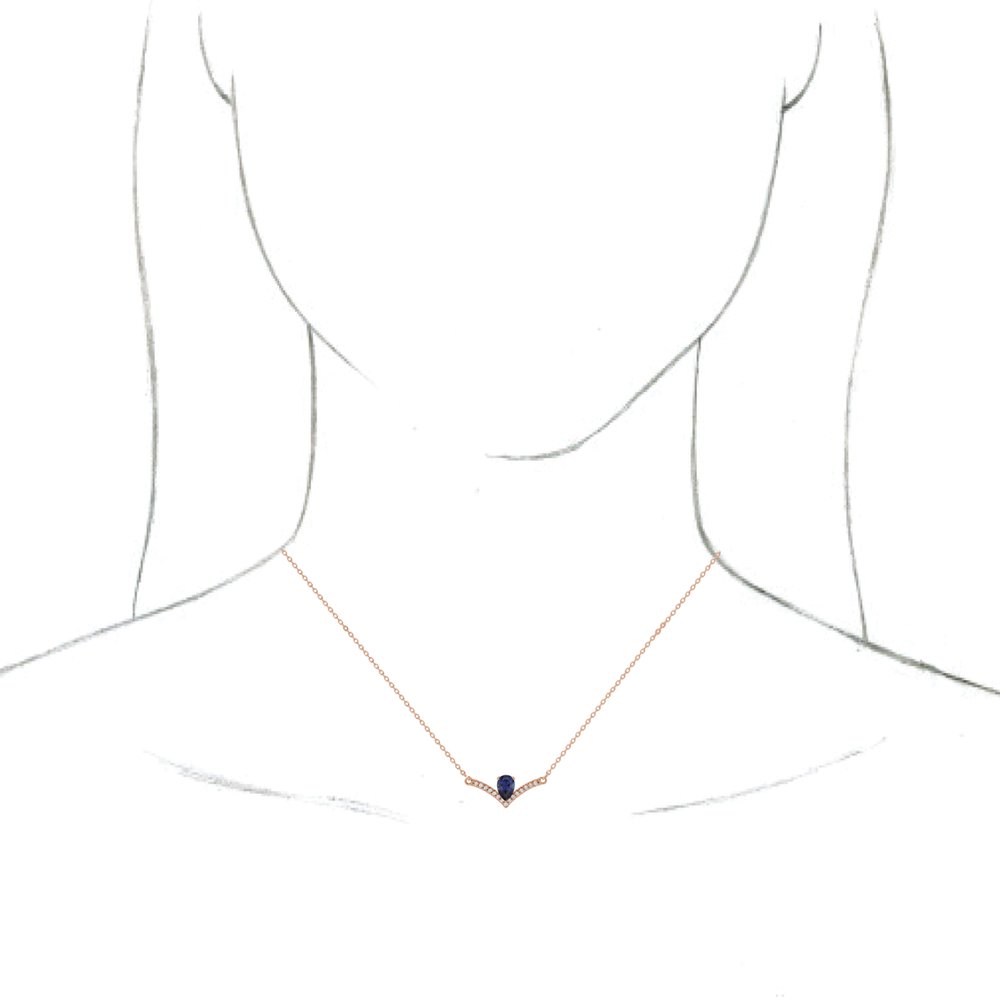 14K Rose Lab-Grown Blue Sapphire & .06 CTW Natural Diamond 18" Necklace