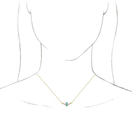 14K Yellow Natural Blue Zircon & .06 CTW Natural Diamond 16" Necklace
