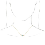 14K Yellow Natural Blue Zircon & .06 CTW Natural Diamond 16" Necklace