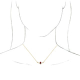 14K Yellow Gold Natural Mozambique Garnet & .06 CTW Natural Diamond 16" Necklace