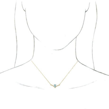 14K Yellow Gold Natural Aquamarine & .06 CTW Natural Diamond 18" Necklace