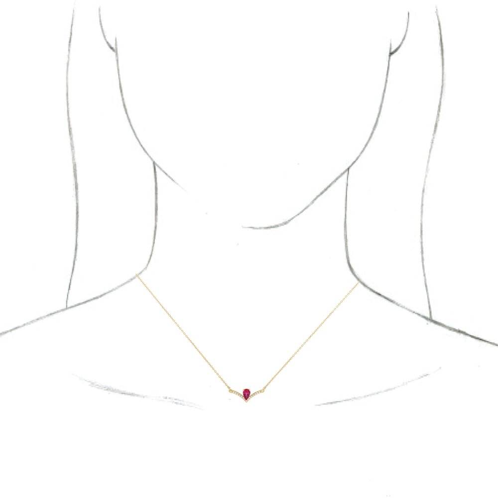 14K Yellow Natural Ruby & .06 CTW Natural Diamond 16" Necklace