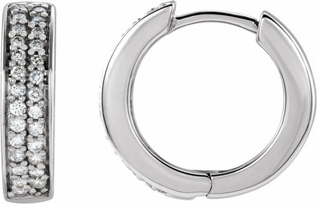 14K White Gold 1/3 CTW Natural Diamond 14 mm Hoop Earrings