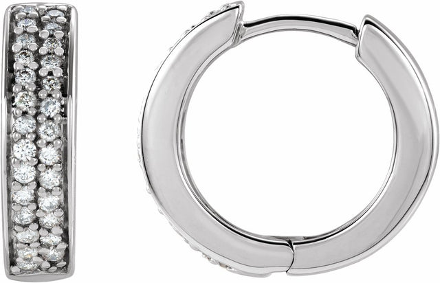 14K White Gold 1/3 CTW Natural Diamond 14 mm Hoop Earrings