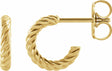 14K Yellow Gold Rope 9 mm Hoop Earrings