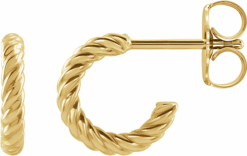 14K Yellow Gold Rope 9 mm Hoop Earrings