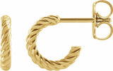 14K Yellow Gold Rope 9 mm Hoop Earrings