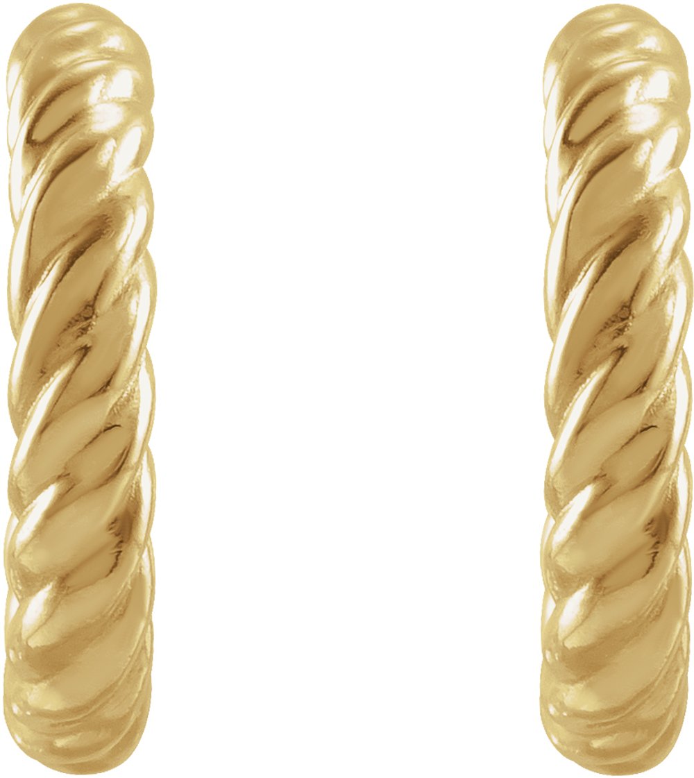 14K Yellow Gold Rope 9 mm Hoop Earrings
