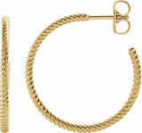 14K Yellow Gold Rope 25 mm Hoop Earrings