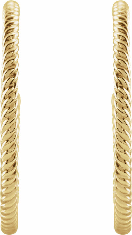 14K Yellow Gold Rope 25 mm Hoop Earrings