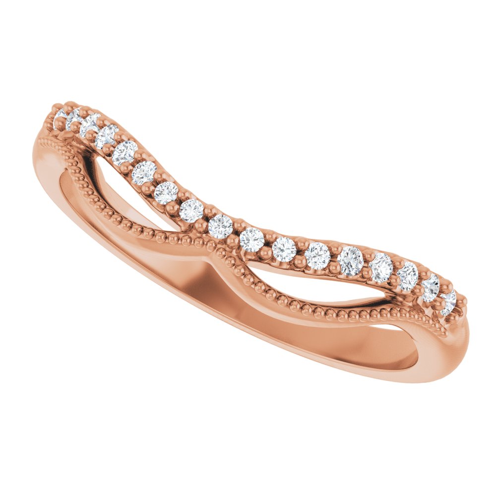 14K Rose 1/10 CTW Natural Diamond Contour Band