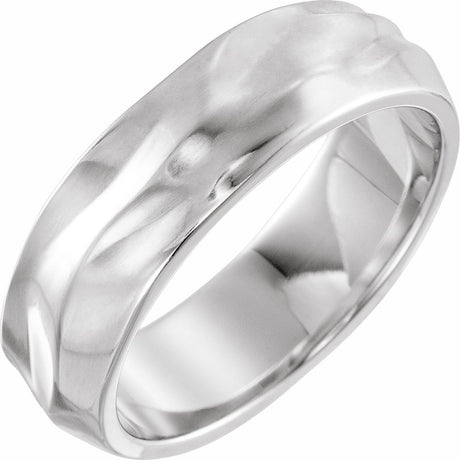 10K White Gold 6 mm Textured Band Size 11