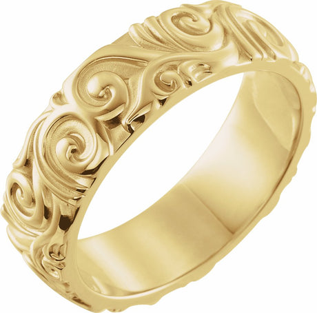 14K Yellow Gold 6 mm Sculptural Band Size 10