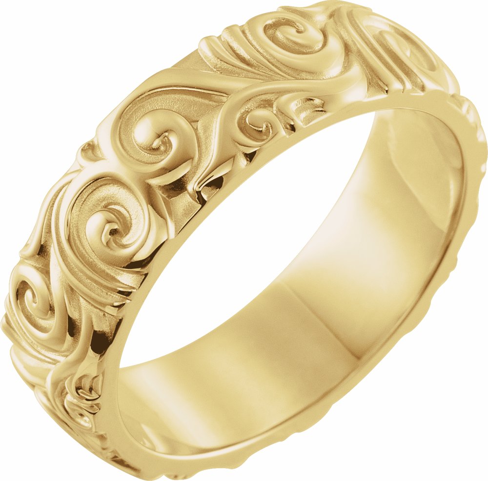 10K Yellow Gold 6 mm Sculptural Band Size 9.5