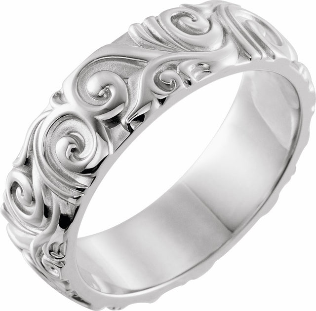 Sterling Silver 6 mm Sculptural Band Size 8.5