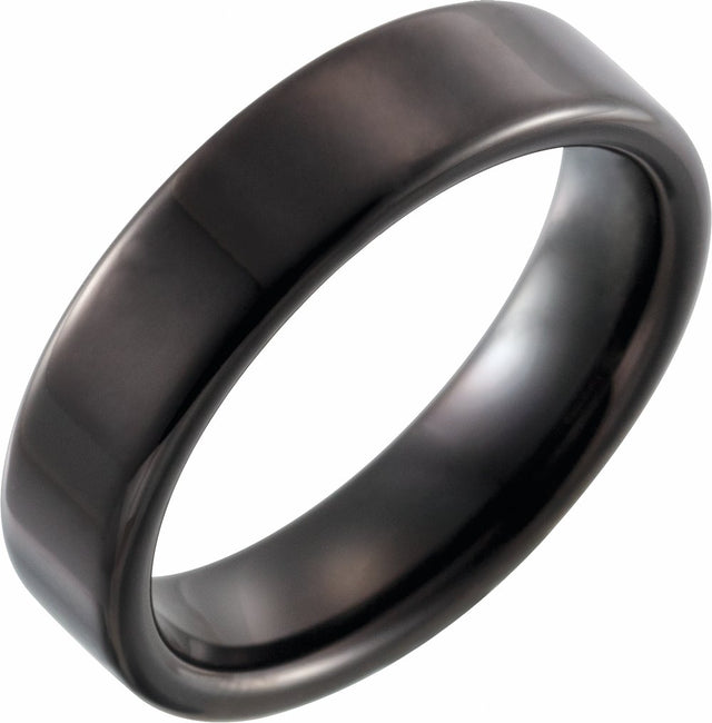 Black PVD Tungsten 6 mm Flat Band Size 7