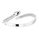 14K White Gold .08 CTW Natural Diamond Snake Bypass Ring