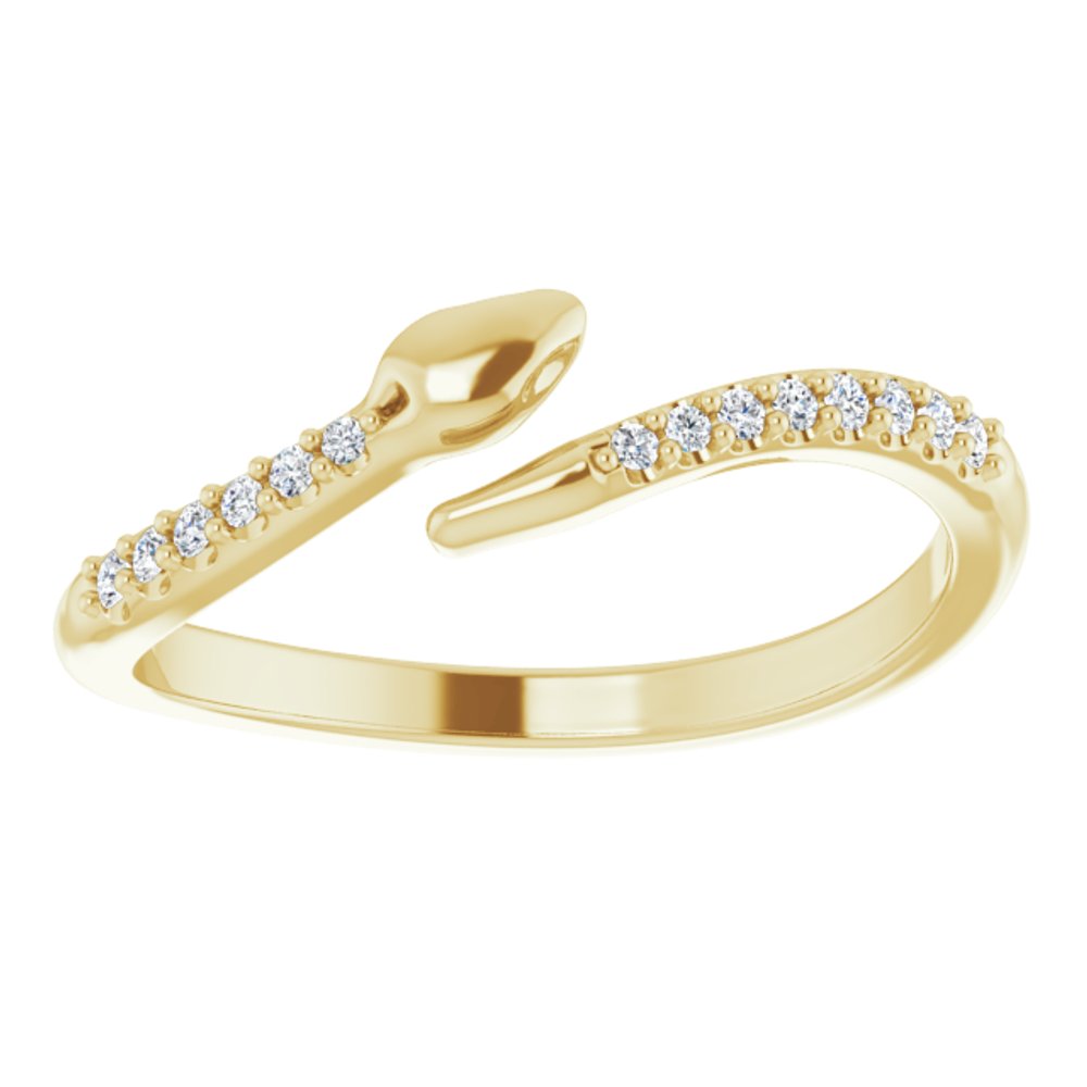 14K Yellow .08 CTW Natural Diamond Snake Bypass Ring