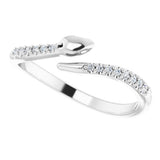 14K White Gold .08 CTW Natural Diamond Snake Bypass Ring