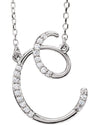 14K White Gold .08 CTW Natural Diamond Initial C 16" Necklace