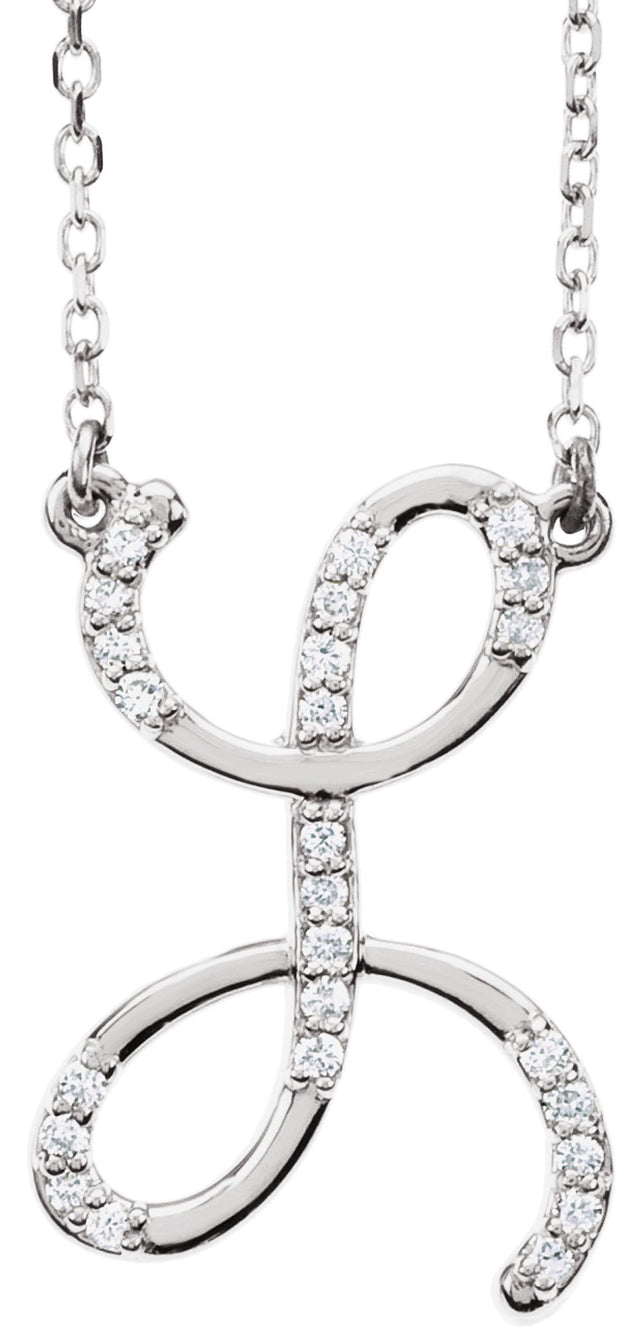 14K White Gold 1/10 CTW Natural Diamond Initial L 16" Necklace