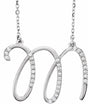 14K White 1/8 CTW Natural Diamond Initial M 16" Necklace