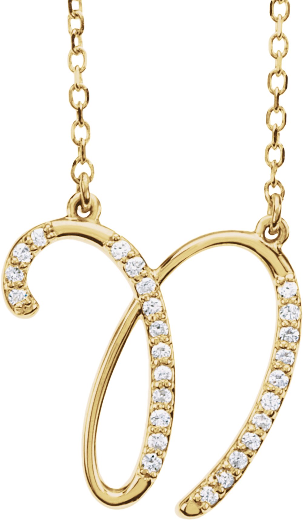 14K Yellow Gold 1/10 CTW Natural Diamond Initial N 16" Necklace