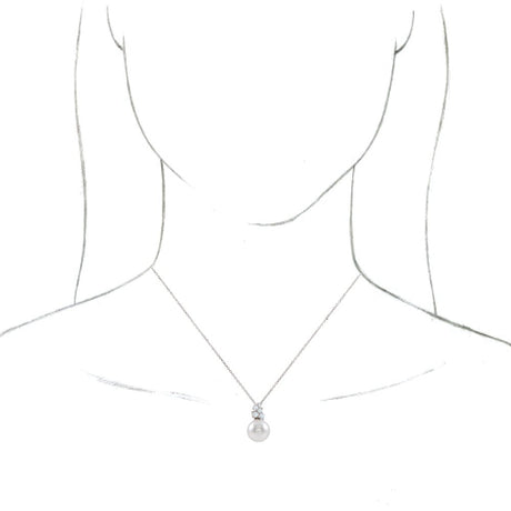 14K White Gold Cultured White Freshwater Pearl & 1/4 CTW Natural Diamond 16-18" Necklace