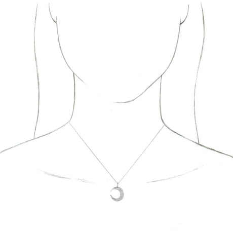 14K White Gold 1/3 CTW Natural Diamond Crescent Moon 16-18" Necklace